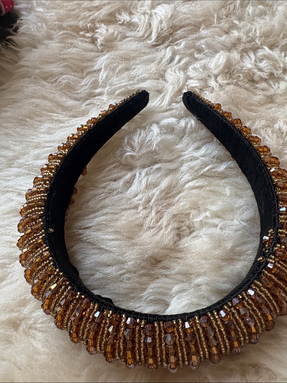 Beaded Amber Crystal Headband - Women's Fashion Accessory